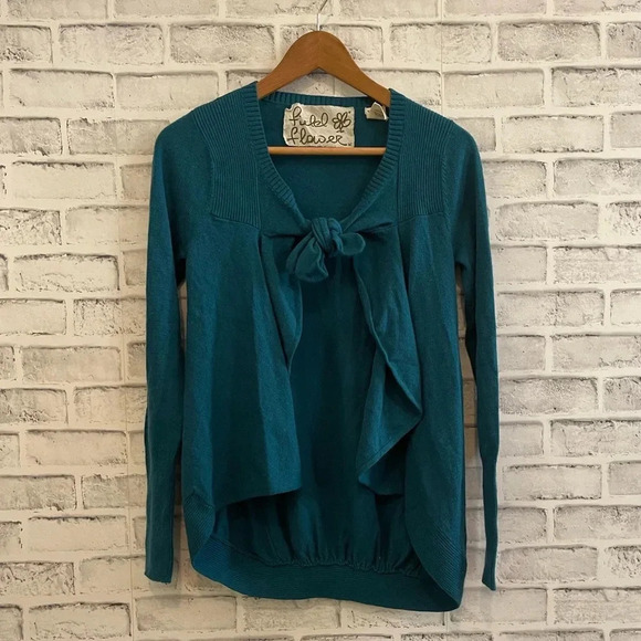 Women’s Field & Flower Anthropologie open front teal cardigan Small - Picture 1 of 4